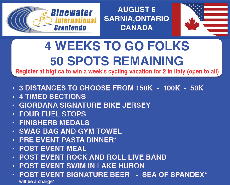 Only 50 Spots remain at Sellout Bluewater Gran Fondo