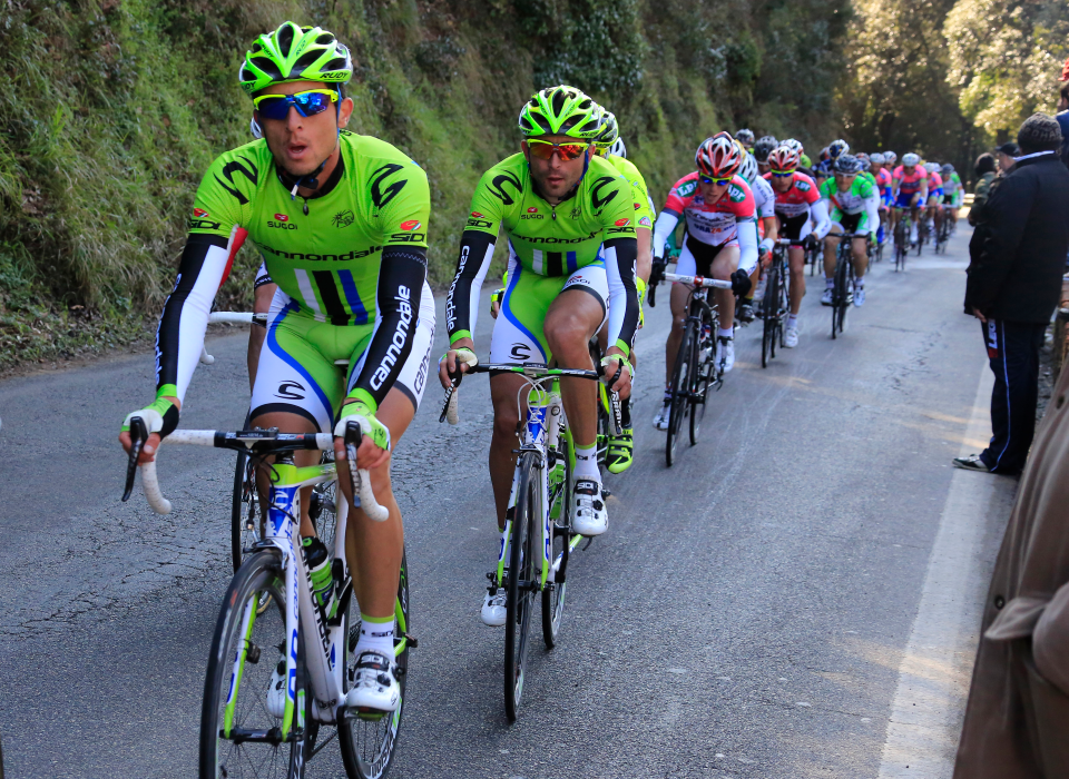 Daniele pulls at the front of the peloton for Team Liquigas-Cannondale in the 2014 Giro d’Italia