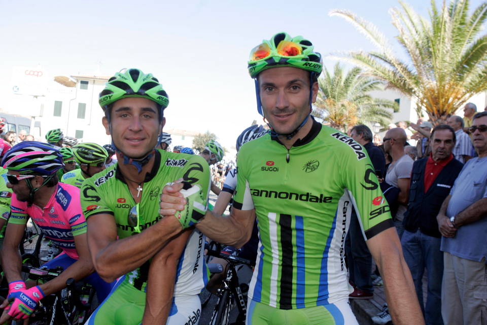 Daniele Ratto left, with team mate Ivan Basso right, riding for Team Liquigas-Cannondale in the 2014 Giro d´Italia