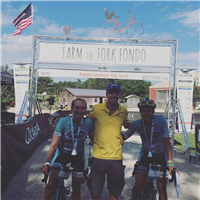 Pro riders from Team Colavita | Bianchi USA led the Farm to Fork Fondo - Maine at Wolfes Neck Farm