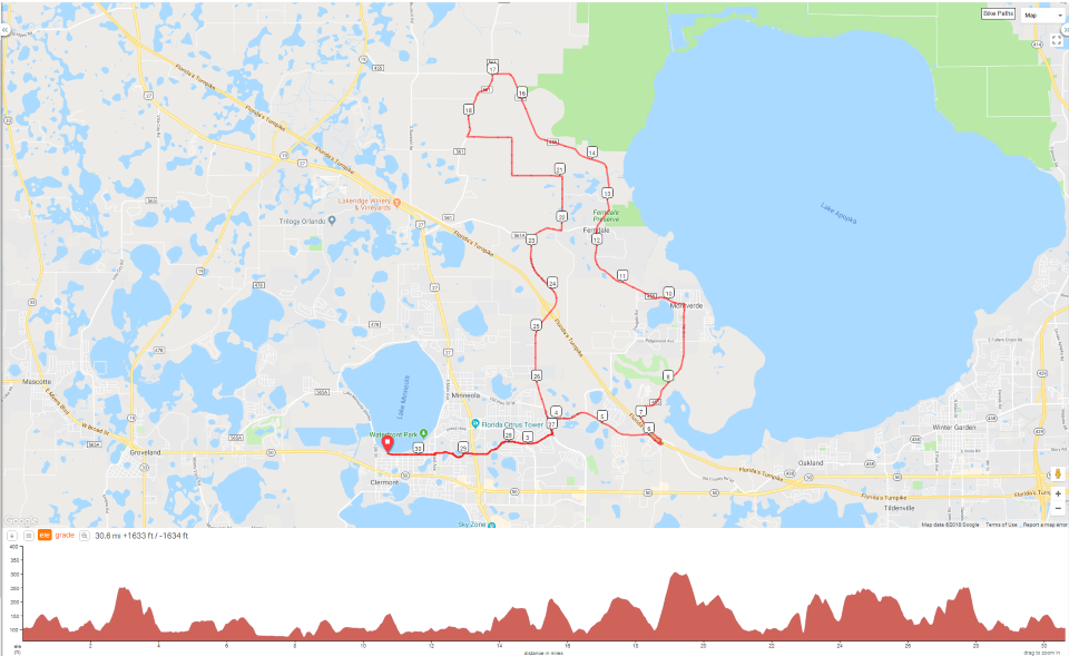 The Piccolo Fondo, at 30 miles in length, contains 1,648 feet of climbing and two timed KOM sections.