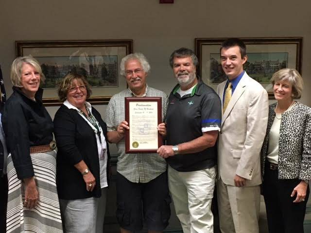Founder Marty Epstein and Gran Fondo NJ Executive Bill Ruddick receive their official 106 Gran Fondo NJ Weekend Seal from the Morris County Freeholders