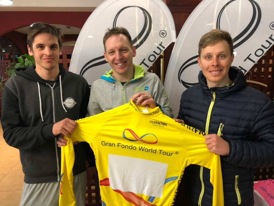 The top three fastest riders hold this year's mens Yellow leader's Jersey.