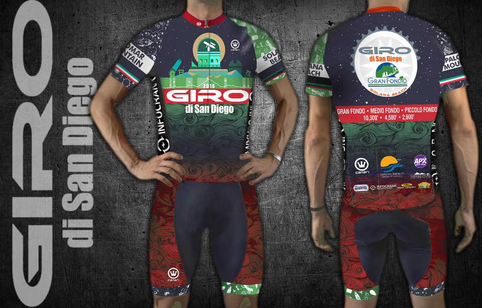 2016 Giro di San Diego Gran Fondo Menss Jersey and Bib Shorts