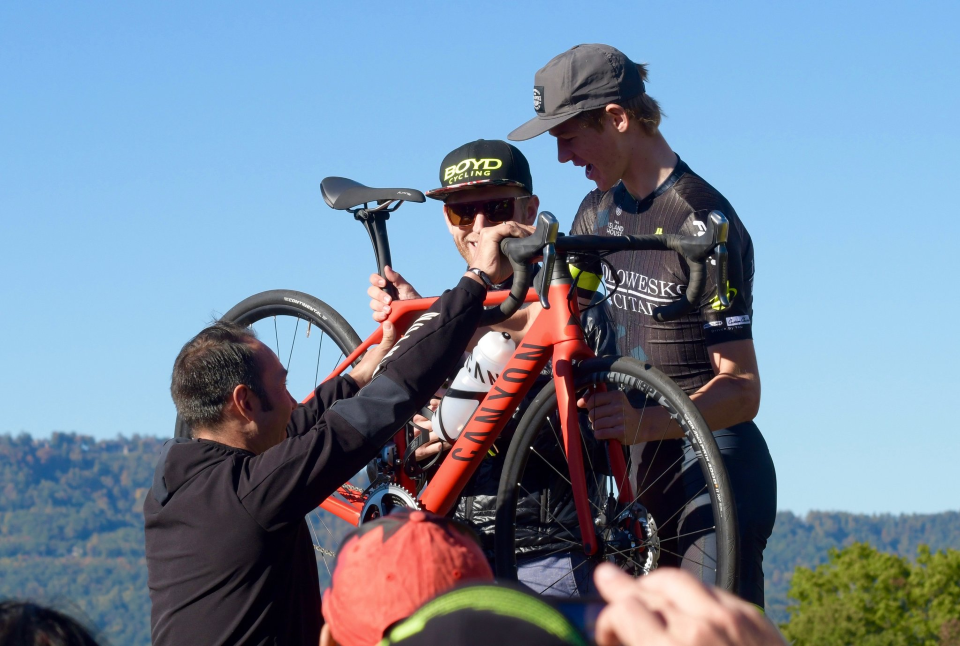 Conor Schunk, won the Gran Fondo and a new Canyon Bike presented by cycling Legend Erik Zabel at the Hincapie Gran Fondo, October 21th 2017, Greenville, South Carolina