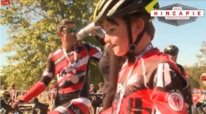 8 years old Enzo Hincapie out sprinted his dad on the line after riding many of the final miles