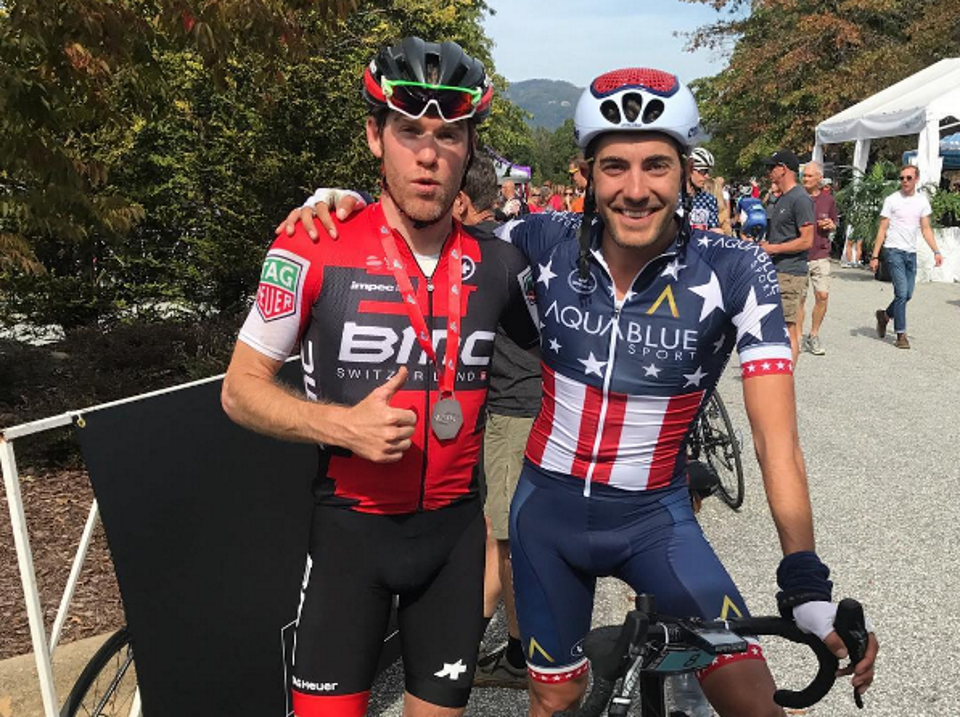 Olympian Brent Bookwalter (BMC Racing) and US National Road Race Champion Larry Warbasse (Aqua Blue Sport)