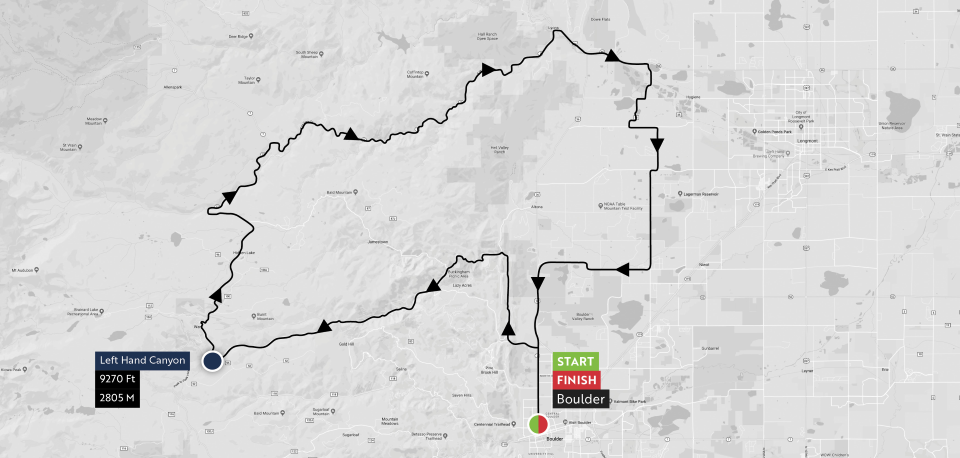 Stage 1: Boulder to Boulder Saturday, June 23, Distance: 69.9 miles