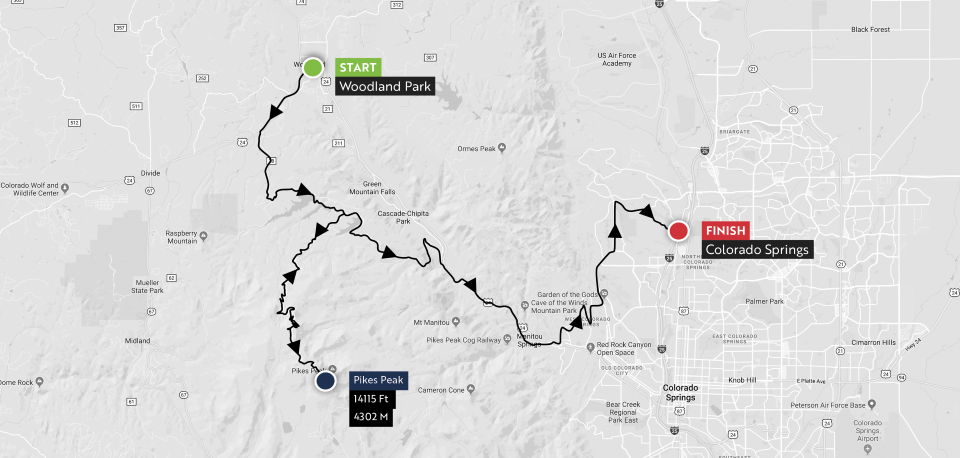 Stage 7: Woodland Park to Colorado Springs Friday, June 29, Distance: 56.7 miles