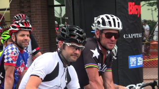 Lance Armstrong lined up with amateur riders at the Little Rock Gran Fondo