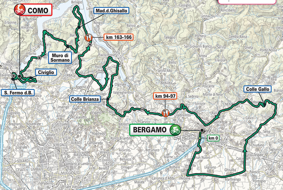 2016 Giro di Lombardia Map