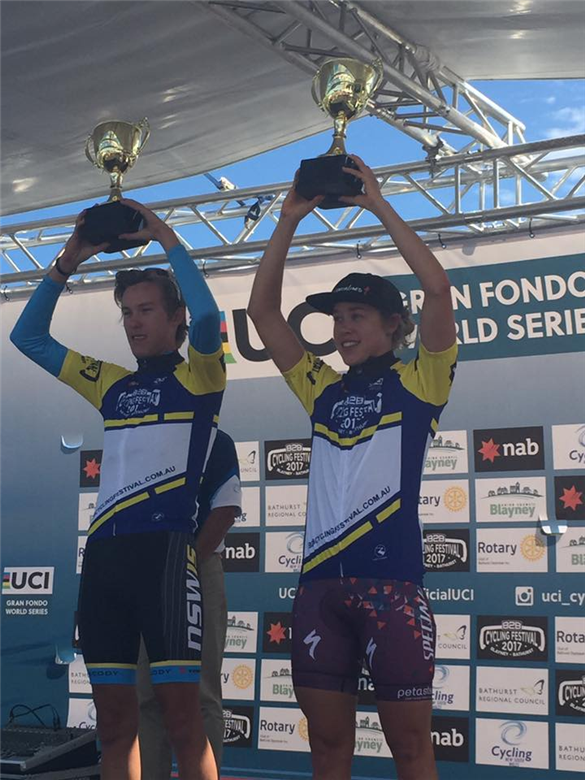 Dylan Sunderland and Lucy Bechtel claimed the winners jerseys in the 2017 nab B2B