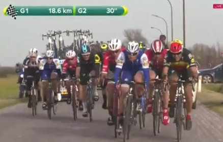 Sagan v Van Avermaet v Vanmarcke - can they stay away? Only 28 seconds.