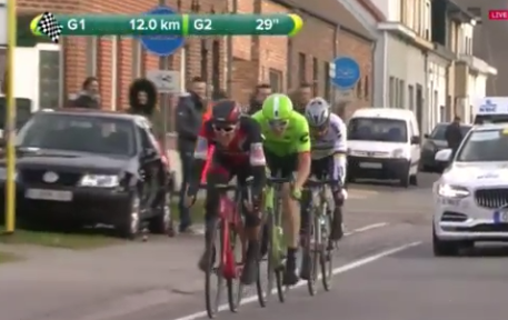 Sagan v Van Avermaet v Vanmarcke still have 30s gap, 12km to go
