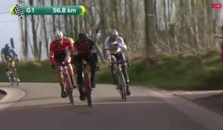 Van Avermaet attacks, Sagan follows, both look really on form. Trying to drop other favorites like Tom Boonen.