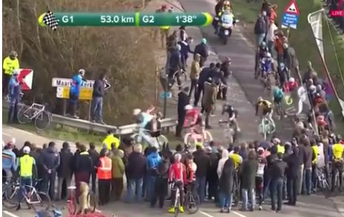 Riders trying to bridge across to the Sagan group. 