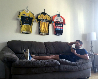 Back in LA and just layin' around. Phil's Jersey's on the Wall after retiring