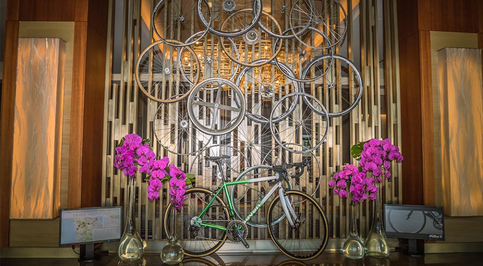 The Four Seasons Silicon Valley East Palo Alto with its bike themed decorated lobby was the host venue for the event