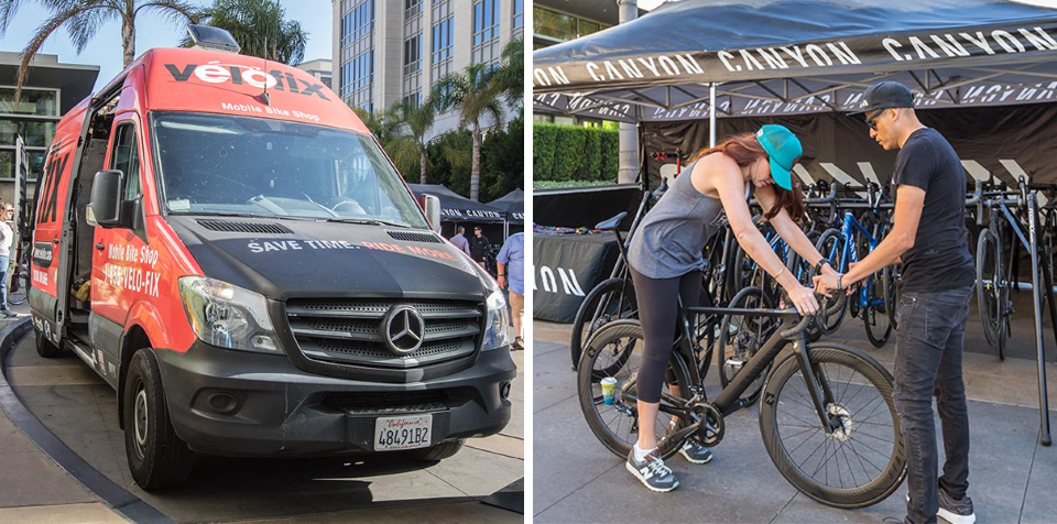 Package pick-up at Four Seasons Silicon Valley featured Canyon bike demos, bike tune ups by velofix and much, much more.