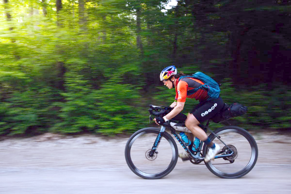 World-class endurance athlete, adventurer, and activist, Rebecca Rusch rode the new 1,041 mile bike trail across Arkansas non-stop. Photo Credit: Corey Rich
