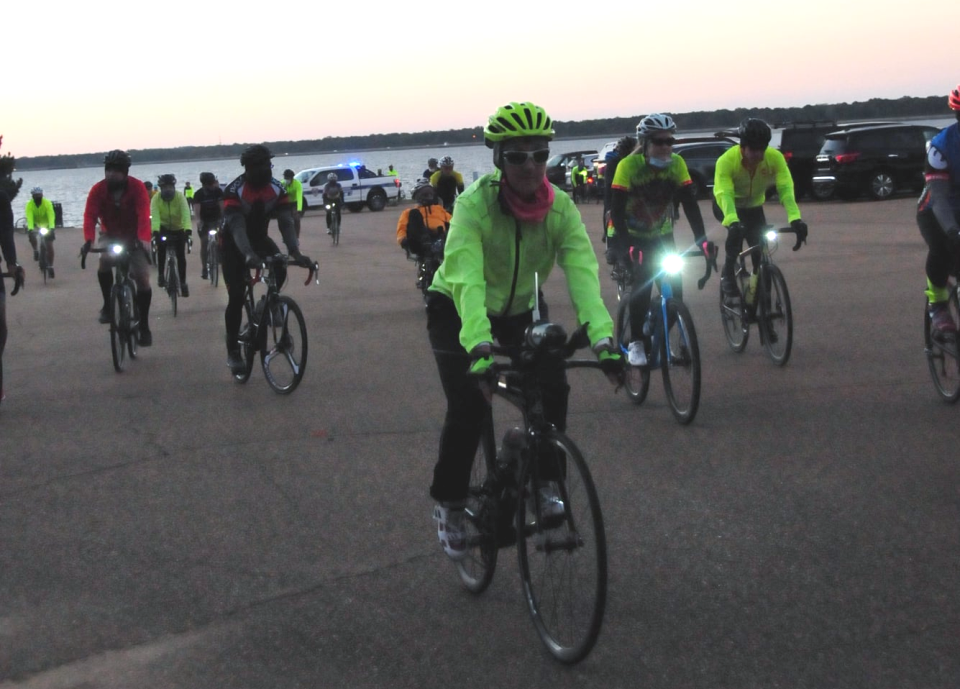 Early socially distanced start for the Natchez Trace Century bike riders