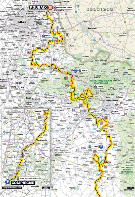 2017 Paris Roubaix Map