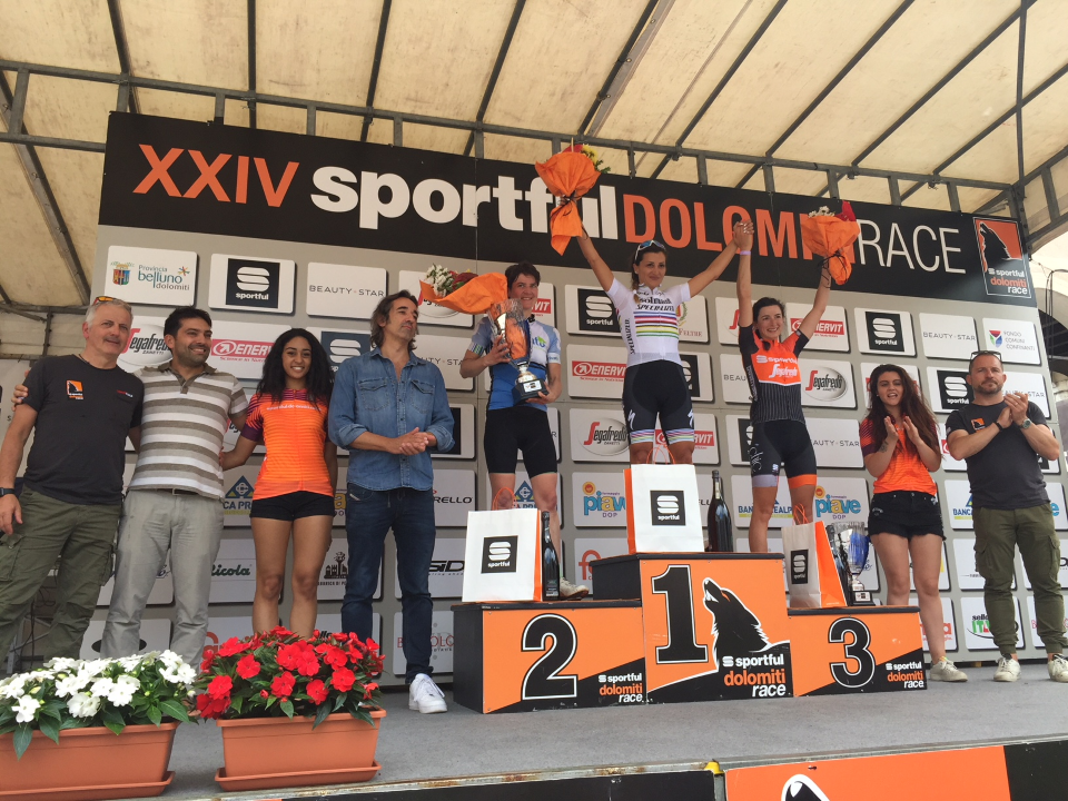 The women's race was won by a solo victory by Imona Parente (Team Isolmant), Queen of the 24. Sportful Dolomiti Race with a time of 7h 23m 49s.