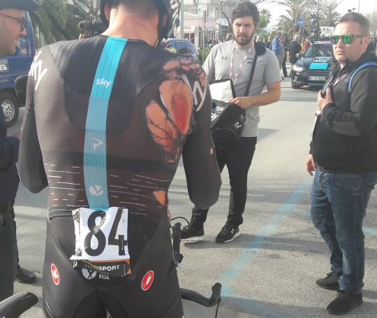 VIDEO: Skys Gianni Mosconis Carbon TT Wheel Crumbles