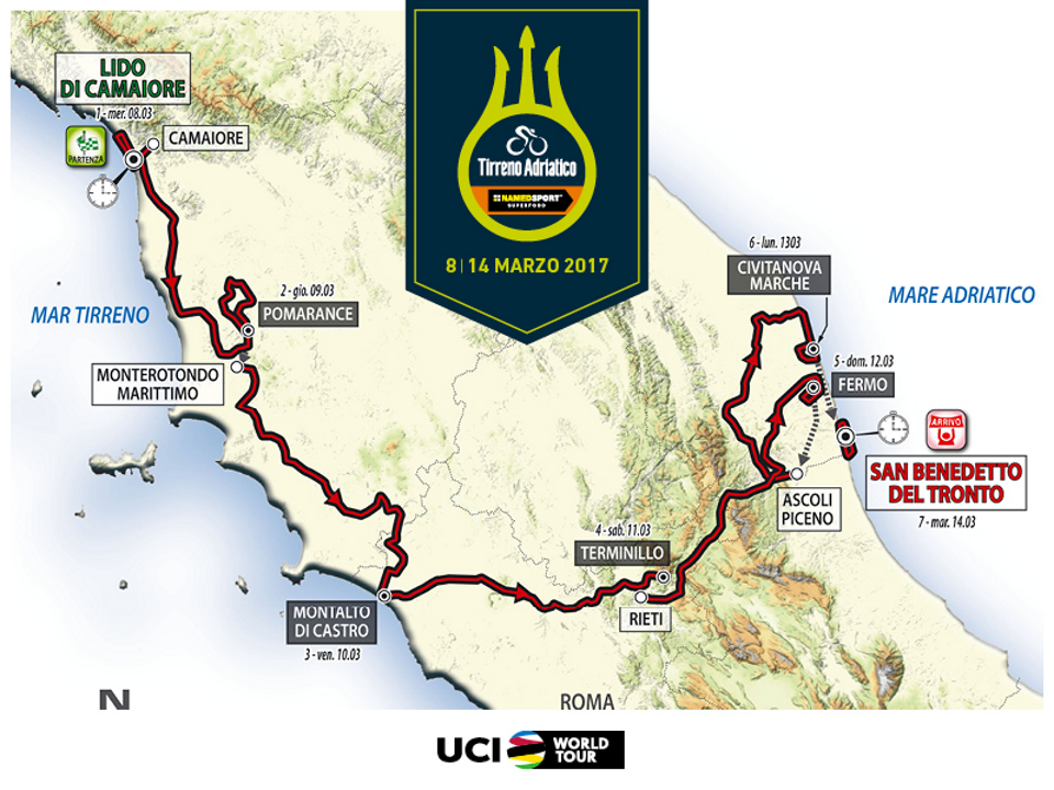 2017 Tirreno-Adriatico Route Revealed