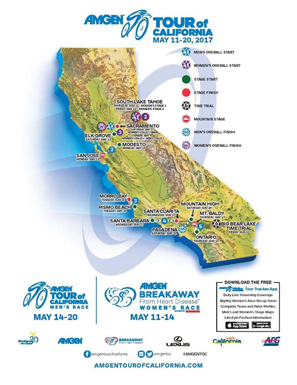 2017 Amgen Tour of California Stage  Map