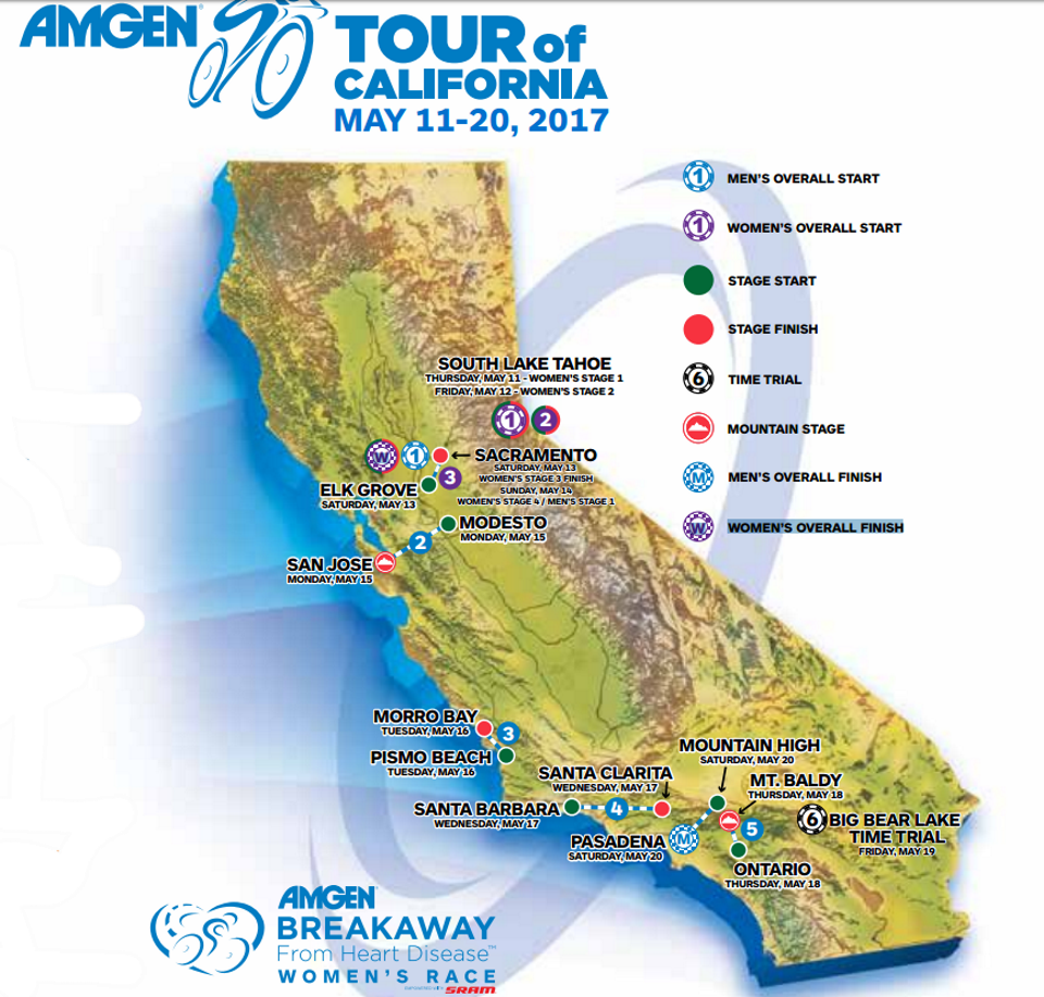 2017 UCI WorldTour AMGEN Tour Of California Map
