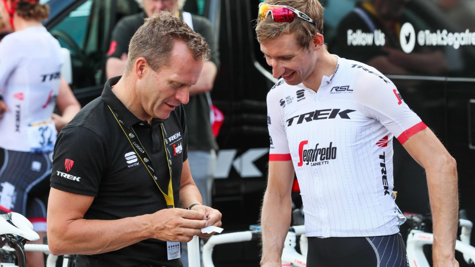 On the Left: Trek-Segafredo's DS Steven de Jongh