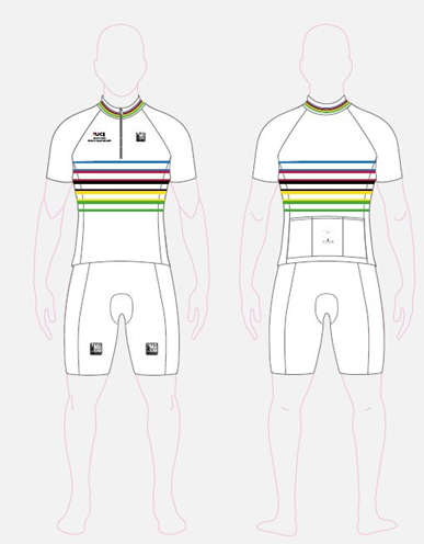 2016 UCI GFWS Champion Jersey based on the Elite World Champion Jersey with Double Horizontal Rainbow Stripes