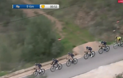 Sky are smashing it out at the front of the Peloton!