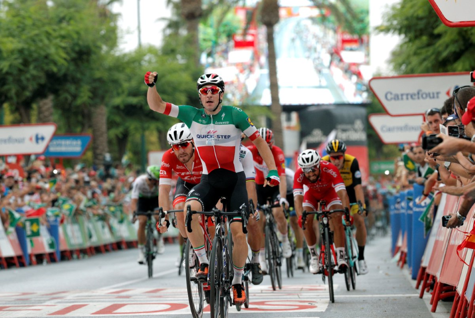 Italian champion Elia Viviani wins stage 3 bunch sprint at La Vuelta