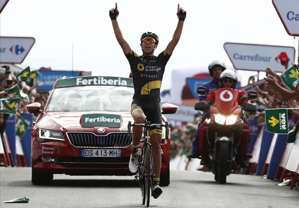 Vuelta 2016 Stage 4: Brave attacker Calmejane climbs to win, Atapuma in red