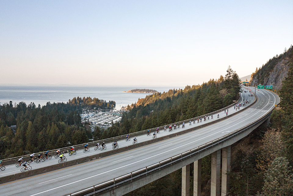 Caulfield, an early section of the RBC GranFondo Whistler course overlooking Howe Sound and the Salish Sea