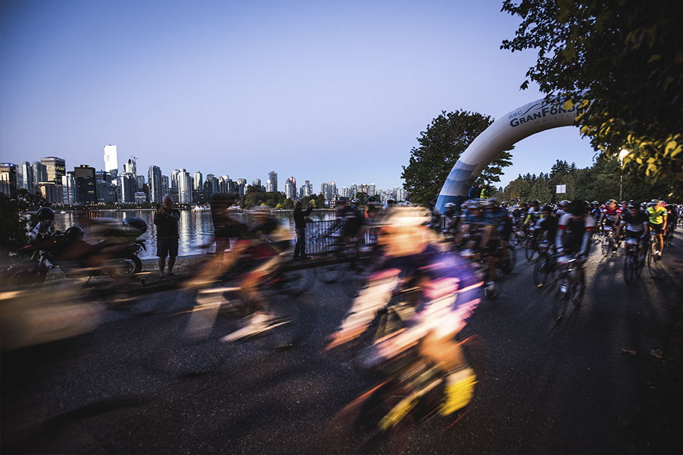 3, 2, 1… go! Thousands of riders depart in front of Vancouver’s stunning downtown skyline